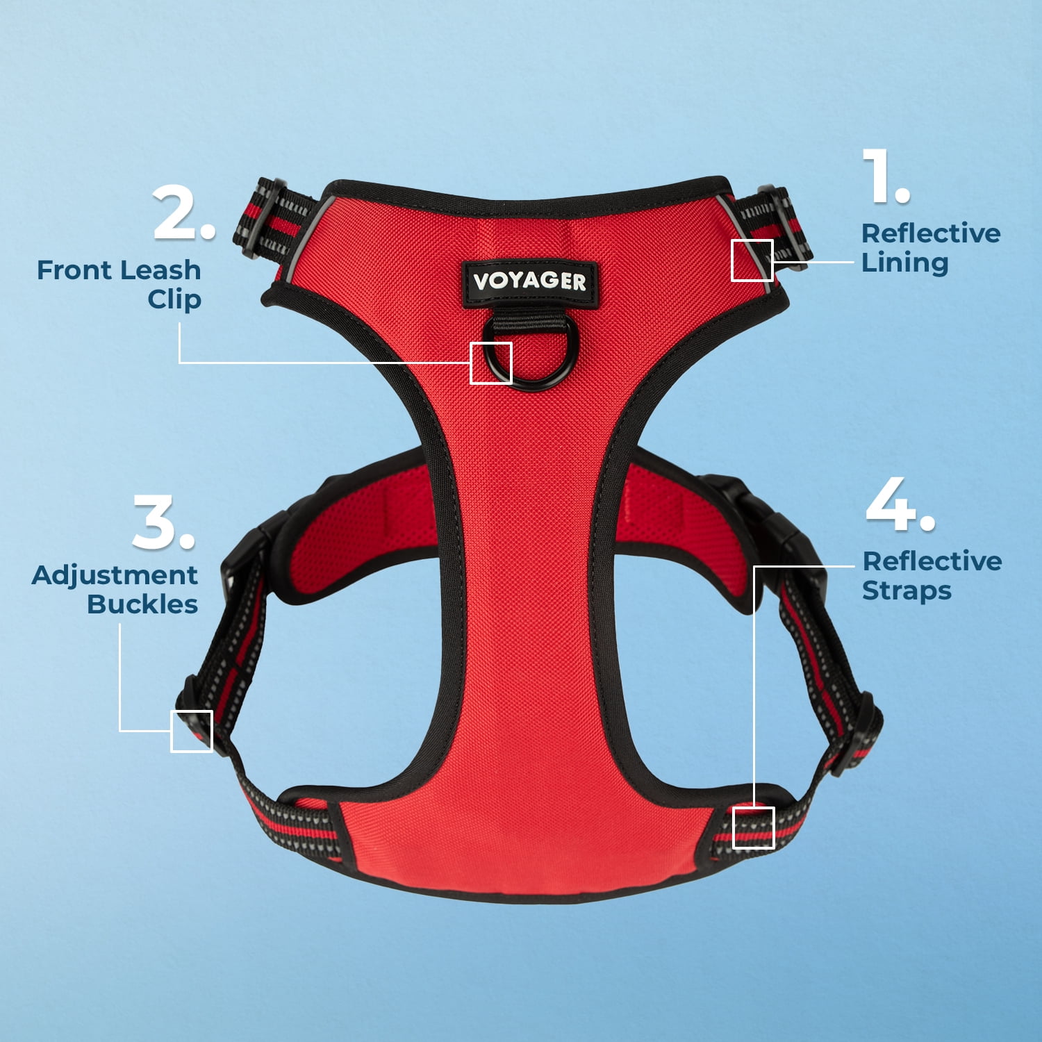 Voyager Dual Attachment No-Pull Adjustable Dog Harness - Orange, Medium - Red Lattice, X-Large