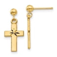 thumbnail image 1 of 14k Yellow Gold Diamond Cut Cross Earrings Drop Dangle Religious, 1 of 7