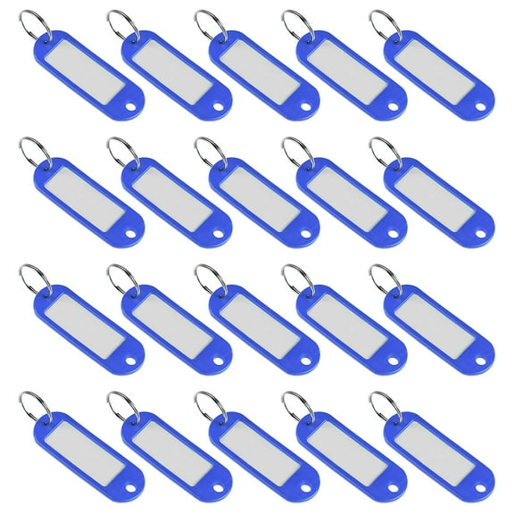 Uxcell 2.36 inch x 0.83 inch Plastic Tags with Split Keyring Blue 20 Count