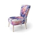 thumbnail image 3 of Designart "Oceanic Tints Coral Blue Peony" Coral Floral Upholstered Accent Chair - Traditional Arm Chair For Bedroom, 3 of 5