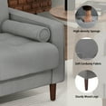 thumbnail image 3 of UIXE Corduroy Accent Chair Set of 2 Modern Upholstered Arm Chairs Comfy Reading Armchair with Pillow Armrest Tufted Living Room Single Sofa Lounge Seat, Light Gray, 3 of 6