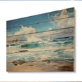 thumbnail image 2 of Designart "Sunkissed Beach by the Coastal Ocean III" Landscapes Print on Natural Pine Wood, 2 of 5