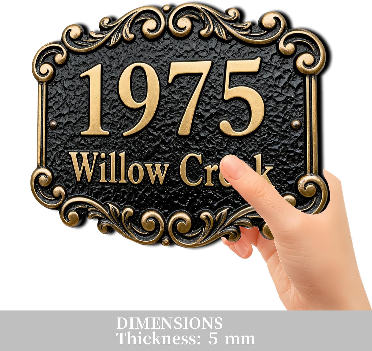 Personalized Cast Metal Address Plaque Vintage Custom House Number Sign Outside Street Mailbox Address Classic Wall Antique Brass Signs Durable Weather Resistant