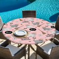 thumbnail image 6 of Pink Halloween Round Tablecloth, Fitted Table Cover with Elastic for 45"-54" Round Tables, Cat Bat Ghost Pumpkins Table Cloth Outdoor Indoor Dinning Party Waterproof Tablecloths, 6 of 7