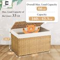 thumbnail image 5 of CAPHAUS Handwoven Storage Basket w/ Lid and Handles, 2 Removable Liner Bags, Foldable Clothes Hamper for Laundry, Large Synthetic Rattan Laundry Hamper w/ Lid, Laundry Basket w/ Lid, 160L, Natural, 5 of 8