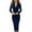 Navy, variant on Fashionable Double Breasted Long Sleeved Commuter Suit Dress with Autumn Waist Cinching and Sexy Women's Hip Hugging Dress