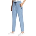 thumbnail image 3 of Inglocry Comfy Pants Elastic Drawstring Waist for Women Over 50,Stretch Active - Women's Ultra Stretch Ice Silk Comfort Casual Pants with Zipper Pocket Light Blue XL, 3 of 7