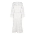 thumbnail image 3 of Inkach Fashion Women V-Neck Long Sleeve Dress Summer Solid Loose Lace Comfy Dress, 3 of 4