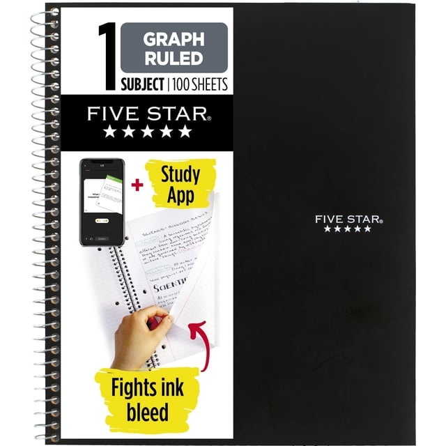 Cuaderno Five Star Spiral, 1 tema, gráfico rayado, 100 hojas