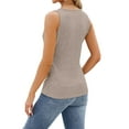 thumbnail image 5 of SLADYGLO Women V Neck Pleated Sleeveless Side Buttons Slim-Fit Tank Top, 5 of 7