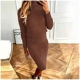 thumbnail image 2 of JHLZHS Robes Petites pour Femmes et Robe d'Hiver Col Roulé Tricoté Couleur Unie Chandail Ensemble Jupe Robe Cocktail Robe Formelle, 2 of 5