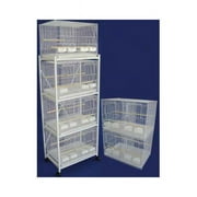Six Small Bird Breeding Cages with Divider and One 4 Tier Stand in White - White
