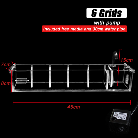 External Aquarium Water Pumps - 2-6 Grids Acrylic Aquarium Fish Tank External Hang On Filter Box with Water Pump