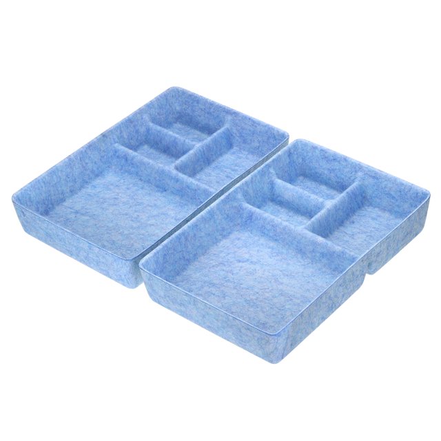 Unique Bargains Felt Drawer Organizer, 2 Pack 4 Compartments Desk Drawers Organizer Tray, Light Blue