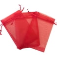 thumbnail image 1 of 50 Sachets en Organza Transparents Rouges 5x7 à Cordon – Pochettes à Bijoux, Sacs pour Cadeaux et Souvenirs de Mariage –, 1 of 1