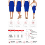 Womens Elastic High Waist Stretch Comfy Office Work Wear Solid Midi Skirt S-3XL