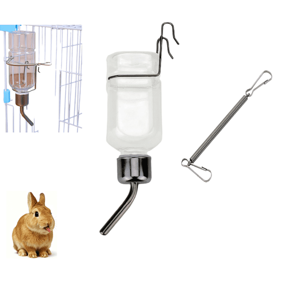 Pet Cage Water Bottle, Hanging Pet Drink Dispenser, Plastic | Small Animal Water Feeder Bottle, Auto Feeding Crate Water Jar, Chew-Proof, No Mess, Leakproof for Guinea Pig, Hamster, Rabbit(S)