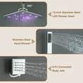 thumbnail image 5 of Boyel Living 12 inch Ceiling Mount Shower Head LED Light 3 Function Thermostatic Shower System with 6 Body Jets ,Chrome, 5 of 7