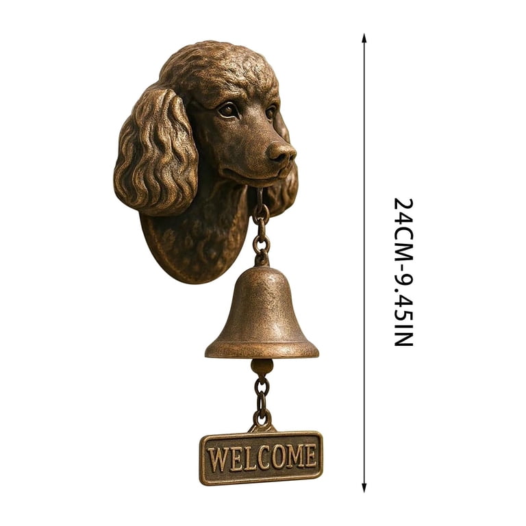 Tunhigl Poodle Doorbell Statue - Antique Bronze Finish with Gentle
