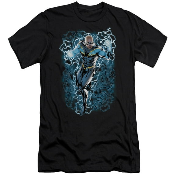 JLA Justice League Black Lightning Bolts S/S Adult 30/1 T-Shirt Black