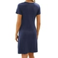 thumbnail image 2 of Gustave Women's Summer T Shirt Dress Ruched Bodycon Mini Dresses Casual Short Sleeve Wrap A-Line Sundress for Beach Party Work "Navy Blue, L", 2 of 6