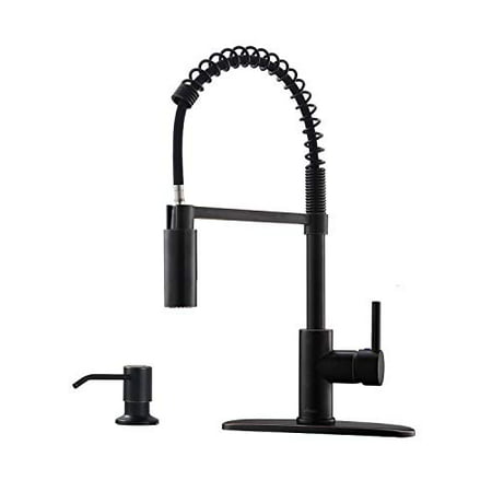 Appaso Commercial Pull Down Sprayer Kitchen Faucet With Soap Dispenser Oil Rubbed Bronze High Arc Tall Modern Single Handle Spring Kitchen Sink Faucet With Pull Out Spray Head Walmart Canada