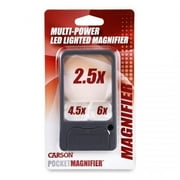 Carson PocketMag Pocket Magnifier Loupe w/LED, Grey, 4.3x2.4x.4