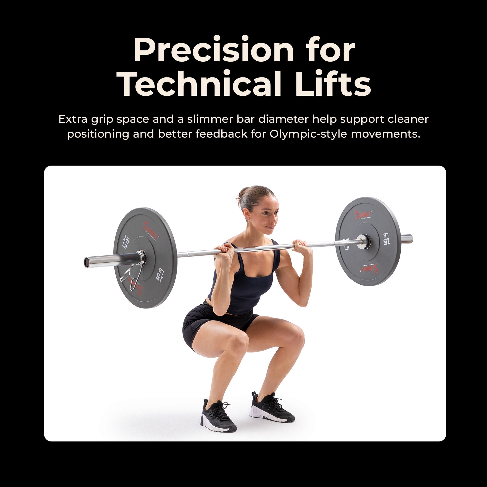 Sunny Health & Fitness 79” (6.6 ft) Olympic Barbell Bar - SF-OB04-79