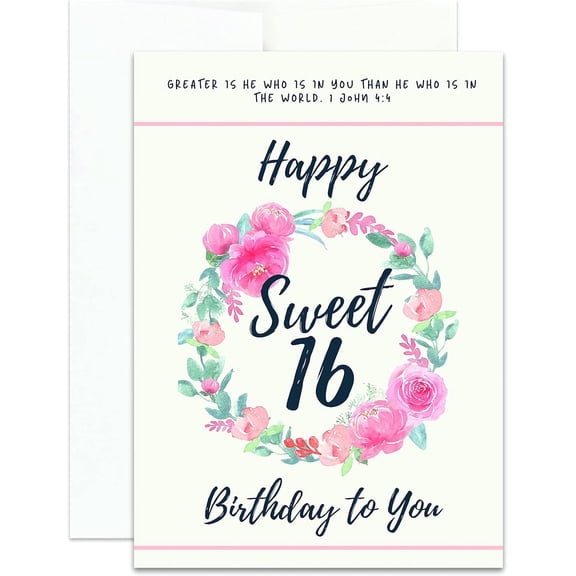 Christian Happy 16th Birthday Card | Happy 16th Birthday Card (Single Card)