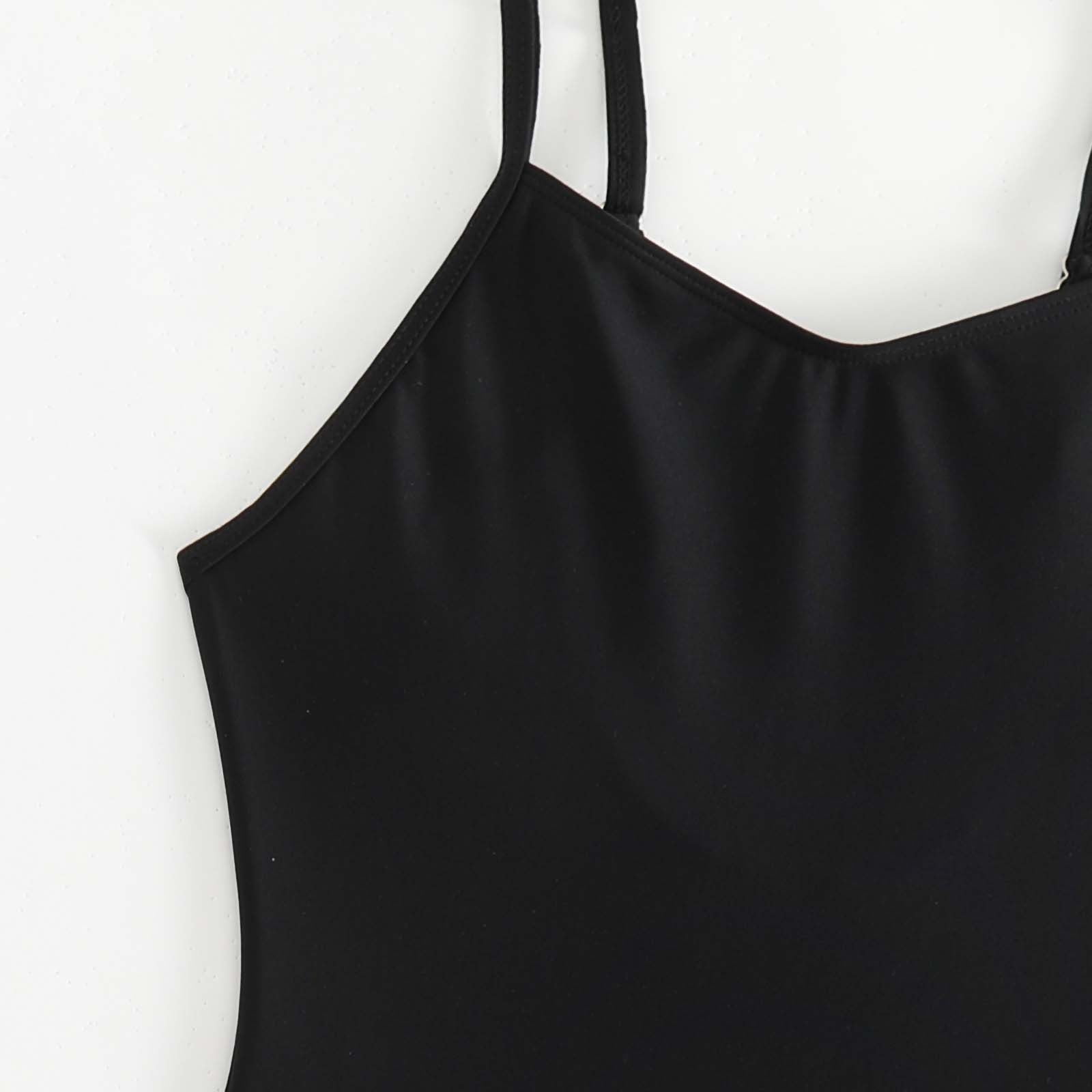 Girls' Surf Swimsuit, Sleeveless Solid Color One-Piece for Middle and Large Kids Teens 11-15 Years, Quick-Dry Polyester Spandex for Swimming.
