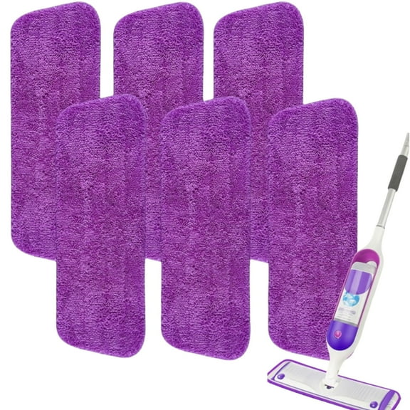 6 Pack Reusable Mop Pads for SwifferPowerMop, Wood Floor Pads Power Mop Refill Pads Power Mop Pads Refills Microfiber Mop Pads for Power Mop & 13''-15'' Microfiber Spray Mop Machine Washable