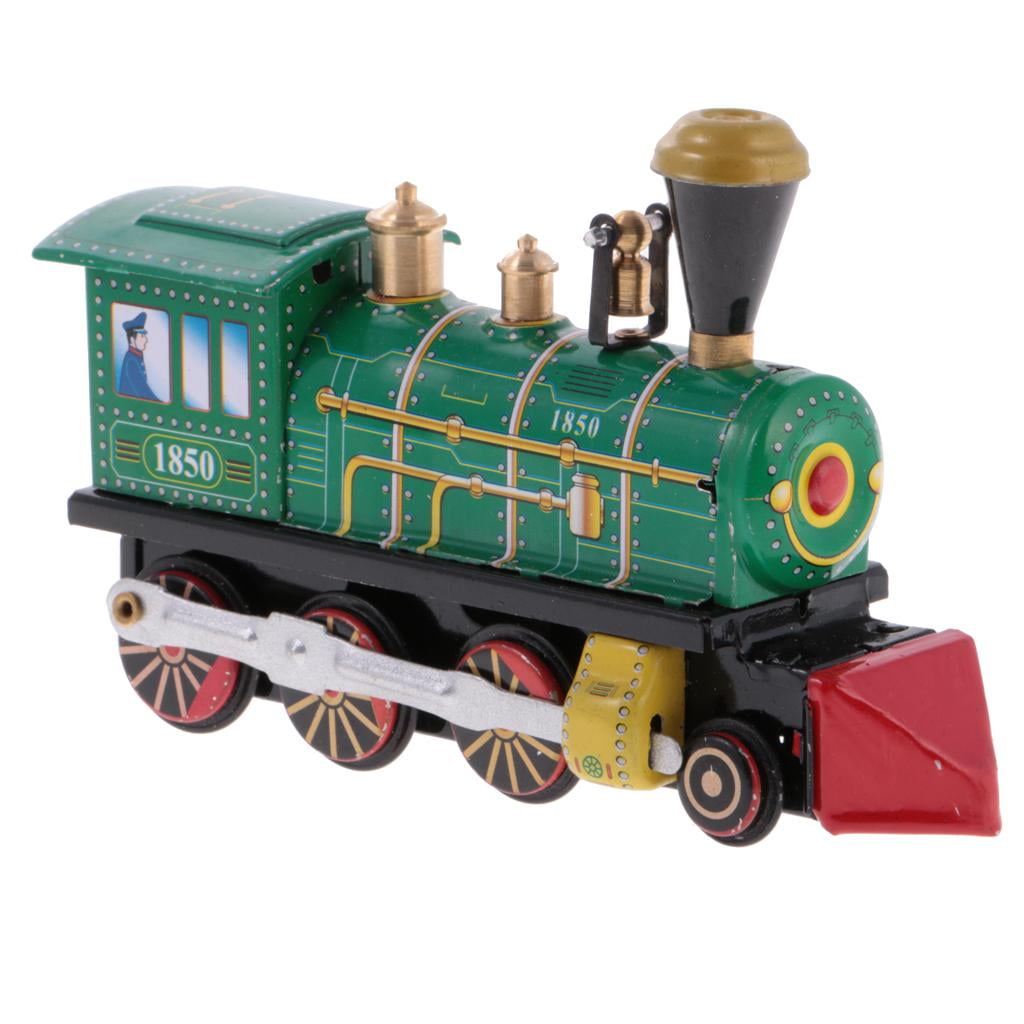 Gifts Vintage Spring Children Metal Locomotive Clockwork Tin Train Wind Up Toy 