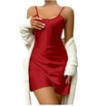 thumbnail image 1 of FAIWAD Robe Satinée pour Femme Sans Manches à Bretelles, Robe de Nuit Drapée, Robe Dos Nu, Mini Robe de Nuit, 1 of 4