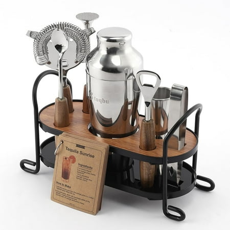Cocktail Shaker Set with Stand, Mixology Bartender Kit for Drink Mixing | Mixology Set with 7 Bar Set Tools Cocktail Kit$$Home Decor, Kitchen, & Other
