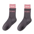 thumbnail image 2 of Opvise Womens Socks 1 Pair Women Sports Socks Anti-skid Bottom Silicone Particle Contrast Color Sweat Absorption Letter Print Workout High Elasticity Jogging High Tube Socks Dark Gray, 2 of 8