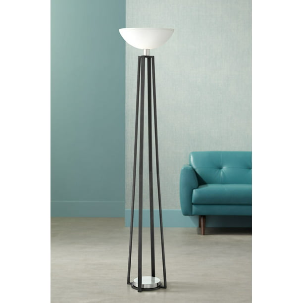 Modern Torchiere Floor Lamp, Black Torchiere Floor Lamp With Glass Shade