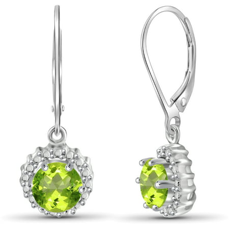 JewelersClub 1 1/2 Carat T.G.W. Peridot And White Diamond Accent Sterling Silver Drop Earrings