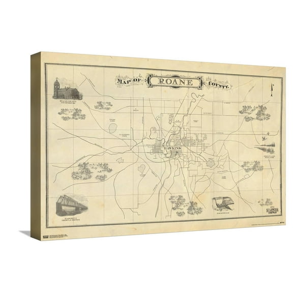Netflix Stranger Things: Season 4 - Map Canvas Wall Poster, 14.725" x 22.375"