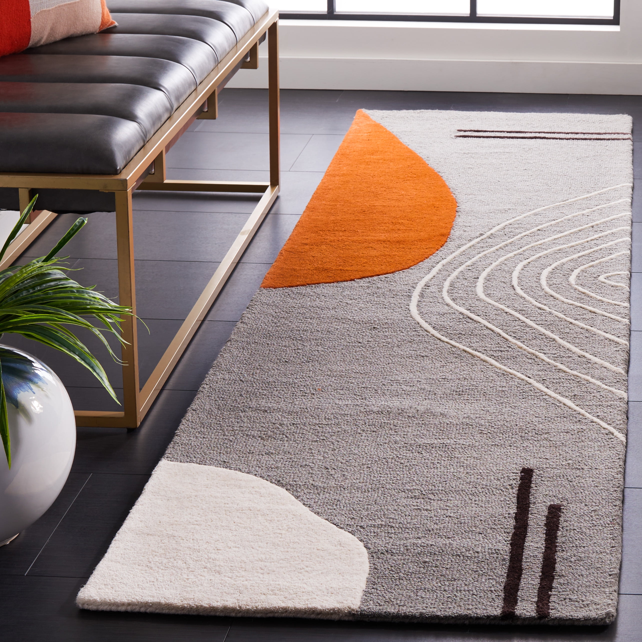 SAFAVIEH Rodeo Drive Dusan Abstract Runner Rug, Gray/Rust, 2'3" x 6'