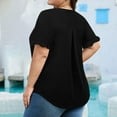 thumbnail image 6 of Ayolanni Flutter Womens Clothing Trendy Short Sleeve V-Neck Plus Size Black Solid T-Shirts Ladies Tops L, 6 of 7