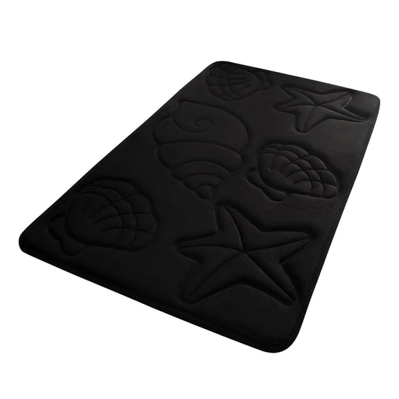 Embossed Seashell Bath Mat Soft Velvet Absorbent Non-Slip Bathroom Rug, G