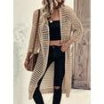 thumbnail image 4 of Women'S Hollow Out 3/4 Sleeve Open Front Knit Cardigan Long Sweater Tops Apricot XL, 4 of 9