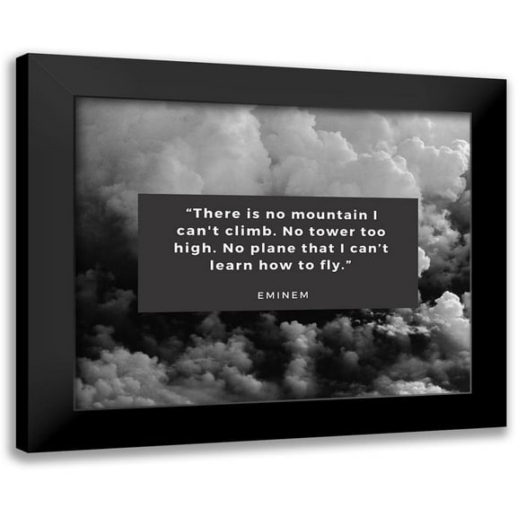 ArtsyQuotes 14x12 Black Modern Framed Museum Art Print Titled - Eminem Quote: No Tower Too High