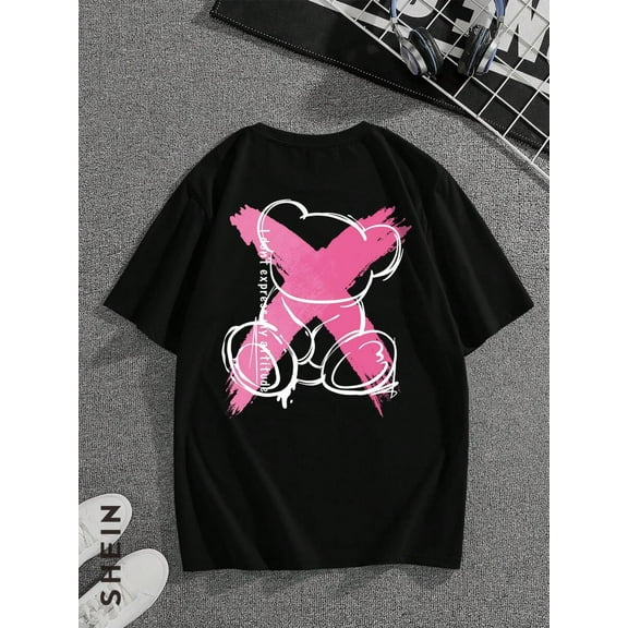 Dauomo Men Cotton Bear Print Tee