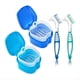 thumbnail image 1 of Estuche para Baño de Dentaduras Postizas, Paquete de 2, con Soporte para Limpiador y Retenedor, Contenedor para Remojo Dentaduras Postizas, Caja Almacenamiento para Baño Dental B, 1 of 5