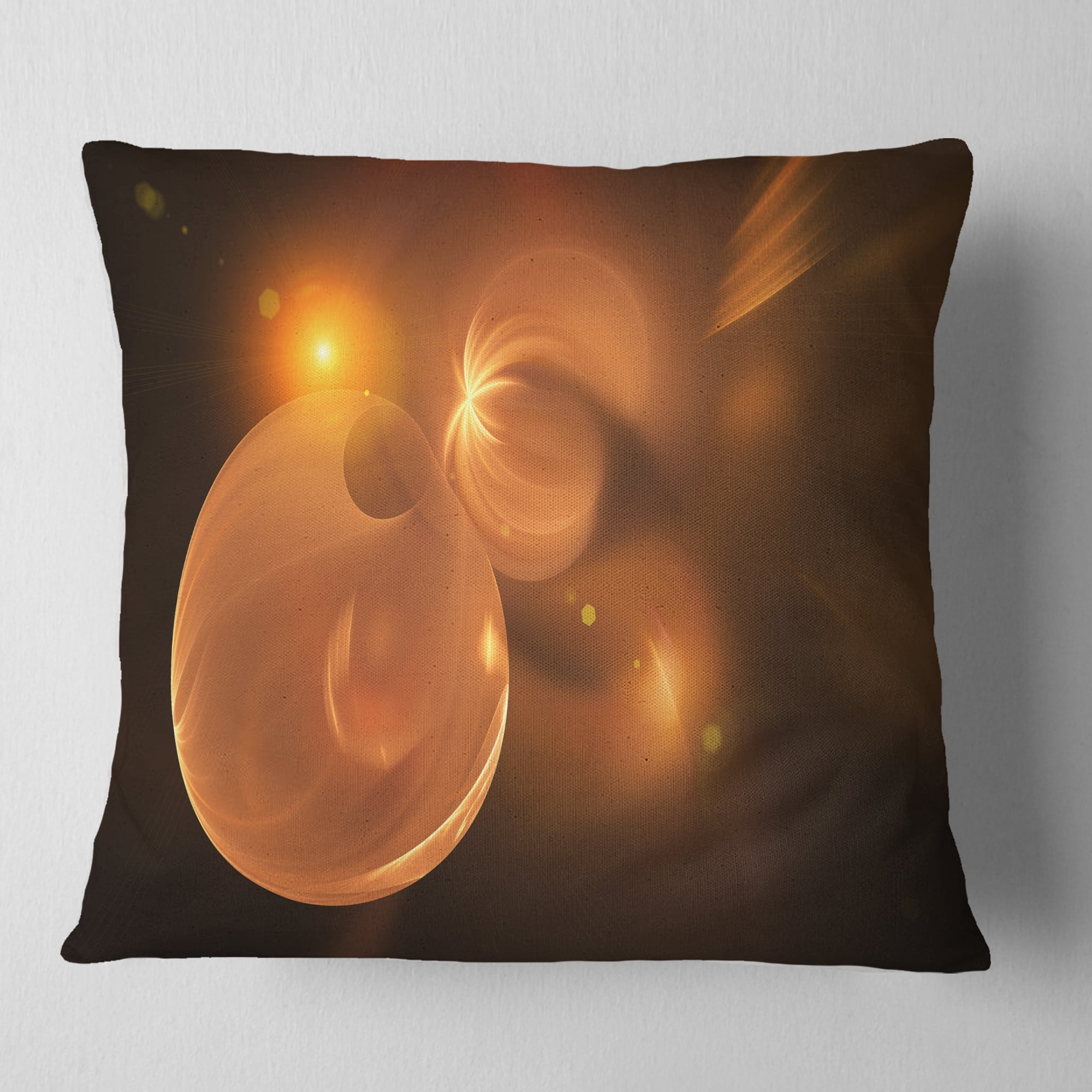 Designart Softly Glowing Circles Yellow - Abstract Throw Pillow - 18x18