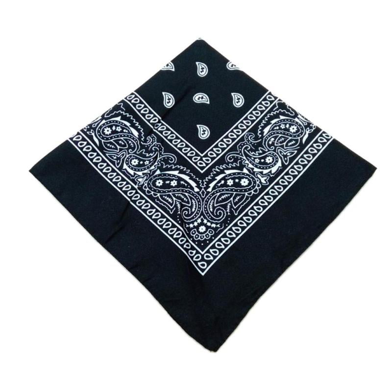 Neck Scarf 100% Cotton 2 x Paisley Pattern Bandana Head Black & Grey 
