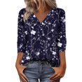 thumbnail image 2 of HLKJKLS Long Sleeve Shirts For Women Casual V Neck Long Sleeve Basic Tee Loose Fit Fall Trendy T Shirt Blue S-3Xl, 2 of 6