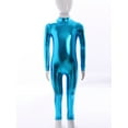thumbnail image 3 of vastwit Kids Girls Metallic Bodysuit Full Length Jumpsuit Long Sleeve Shiny Unitard Gymnastics Leotard Dancewear Blue XS/115, 3 of 7
