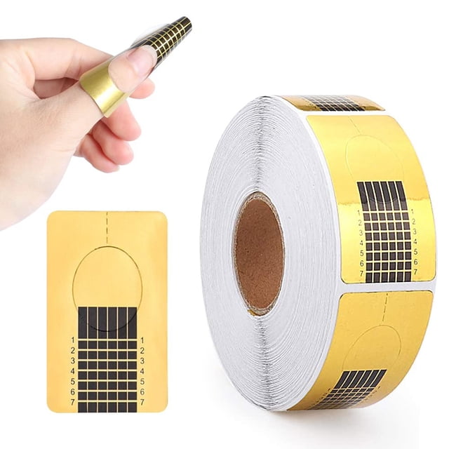 Formas de uñas para uñas acrílicas, 500 piezas de formas de uñas para guía de puntas de uñas de Polygel, formas de uñas para gel constructor, rollo de formas de uñas para formador de uñas de